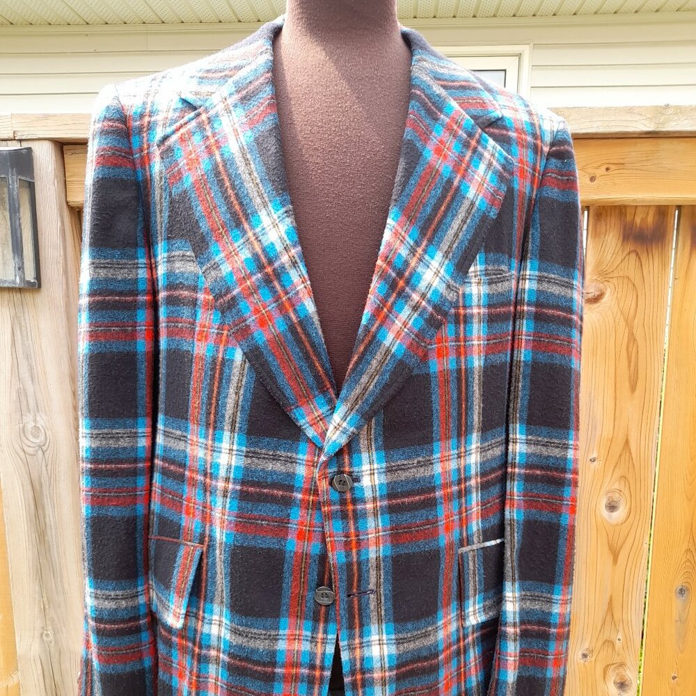 Vintage Plaid Sport Coat Jacket #4 UNION LABEL Rockabilly Retro 60s